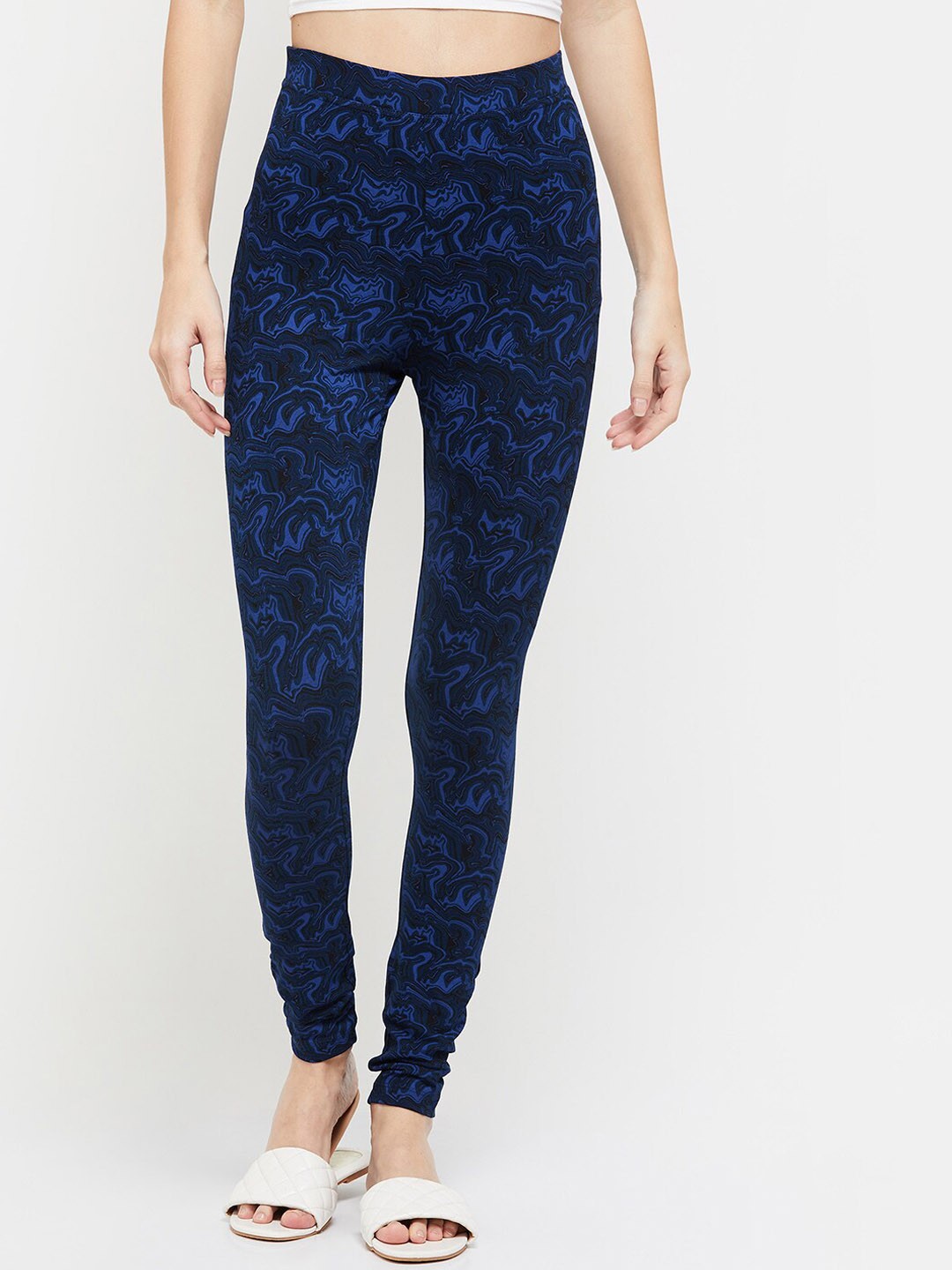

max Women Printed Ankle-Length Leggings, Blue