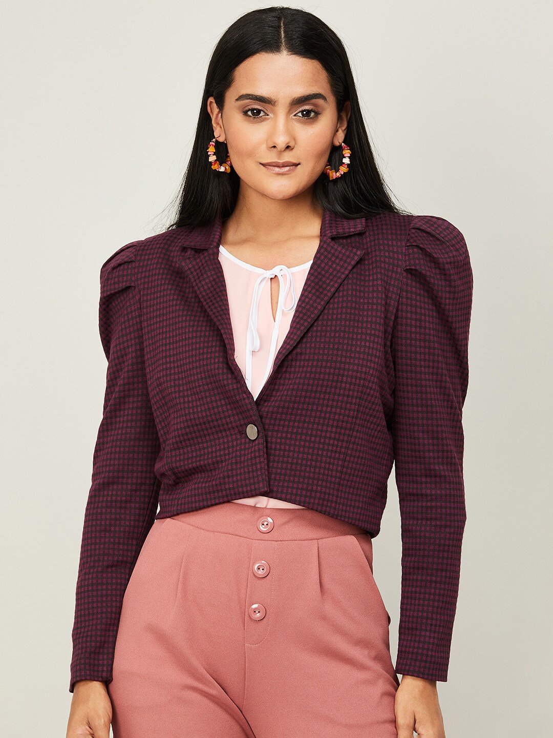 

CODE by Lifestyle Women Checked Shrug, Purple