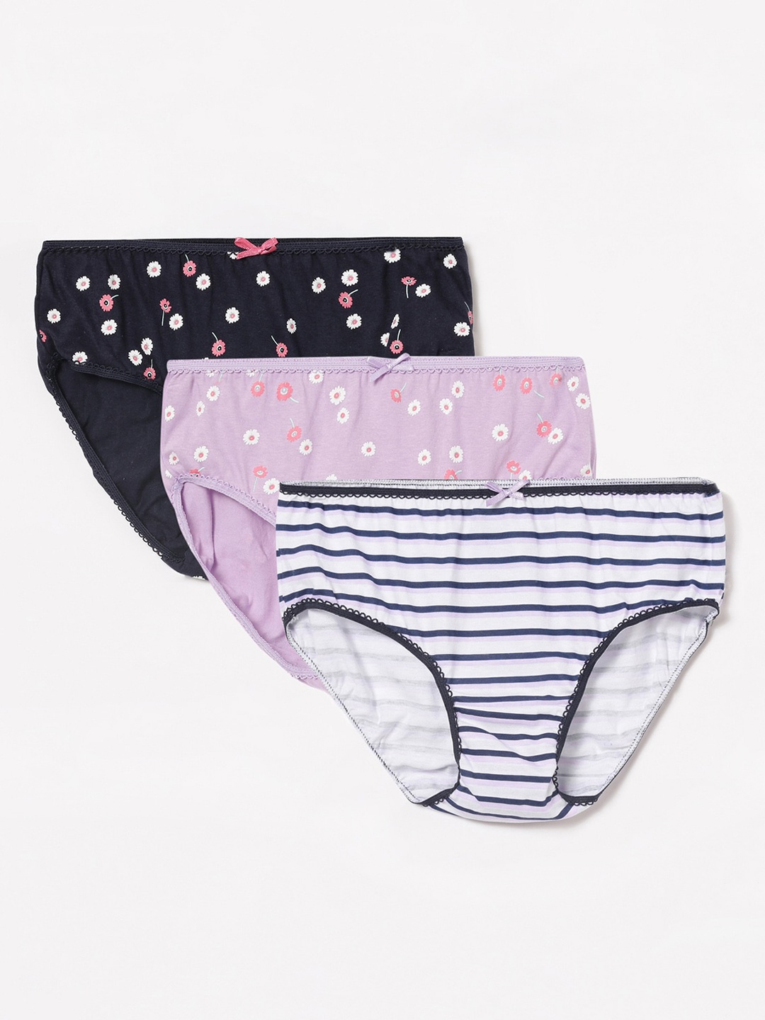 

Fame Forever by Lifestyle Girls Pack Of 3 Printed Cotton Basic Briefs, Violet