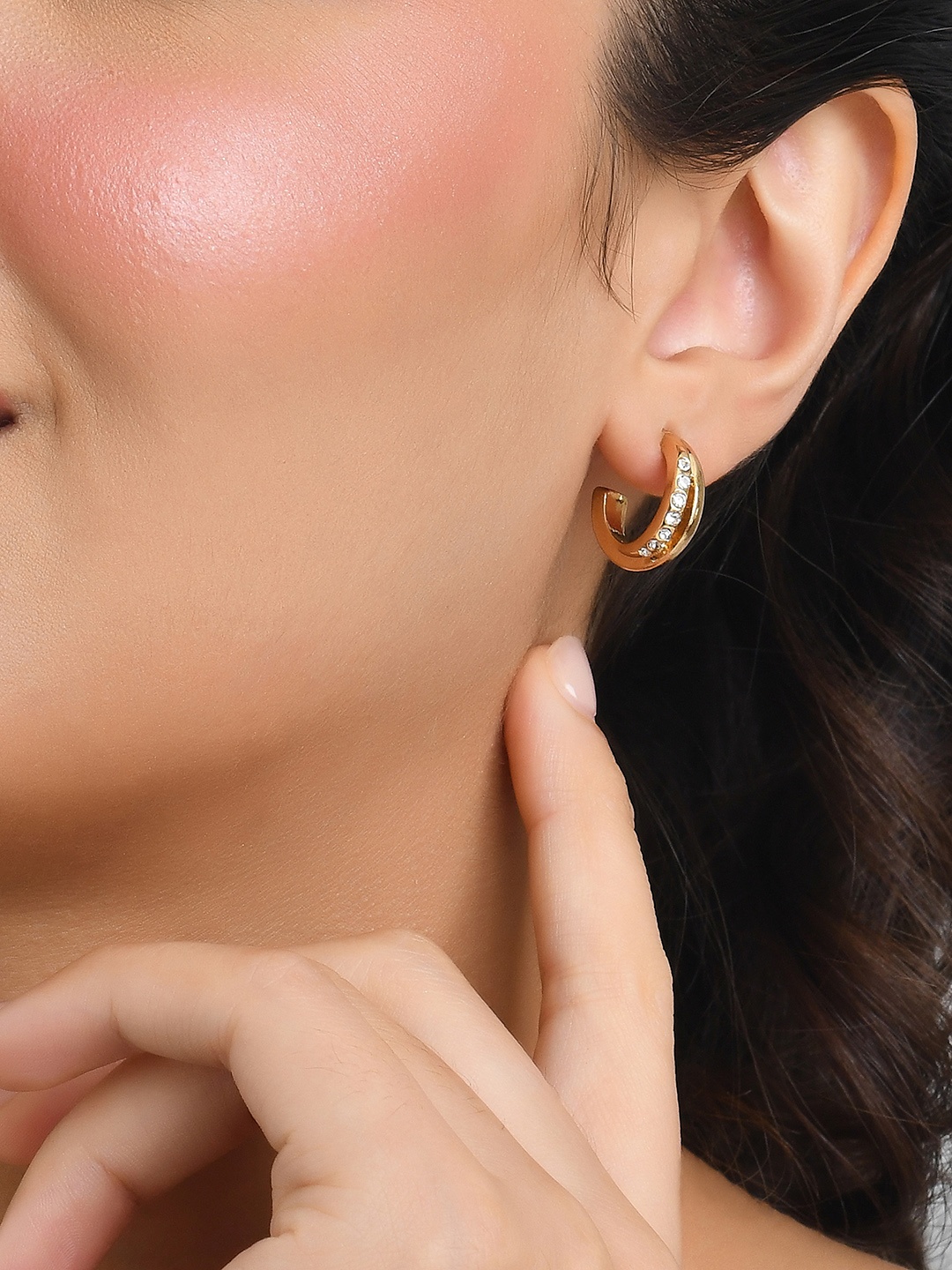 

ToniQ Women Circular Half Hoop Earrings, Gold