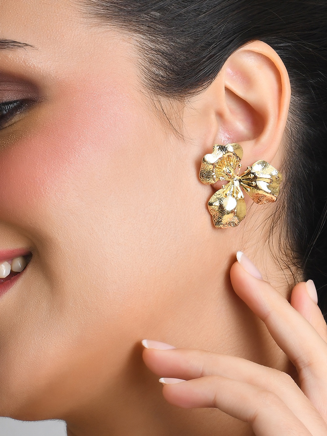 

ToniQ Women Floral Drop Earrings, Gold