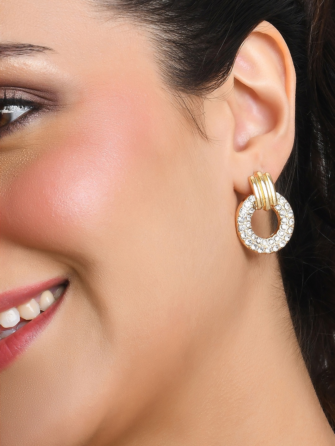 

ToniQ Women Circular Gold-Plated Drop Earrings