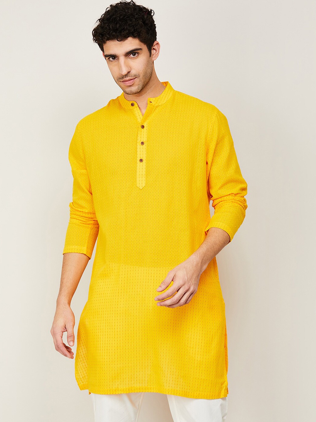 

Melange by Lifestyle Men Yellow Thread Work Kurta