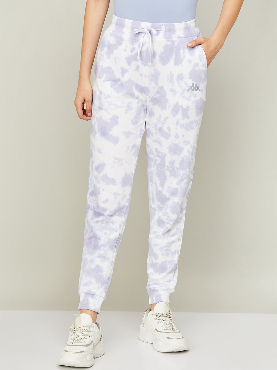 

Kappa Women Tie and Dye Cotton Elastane Regular Fit Joggers, Blue