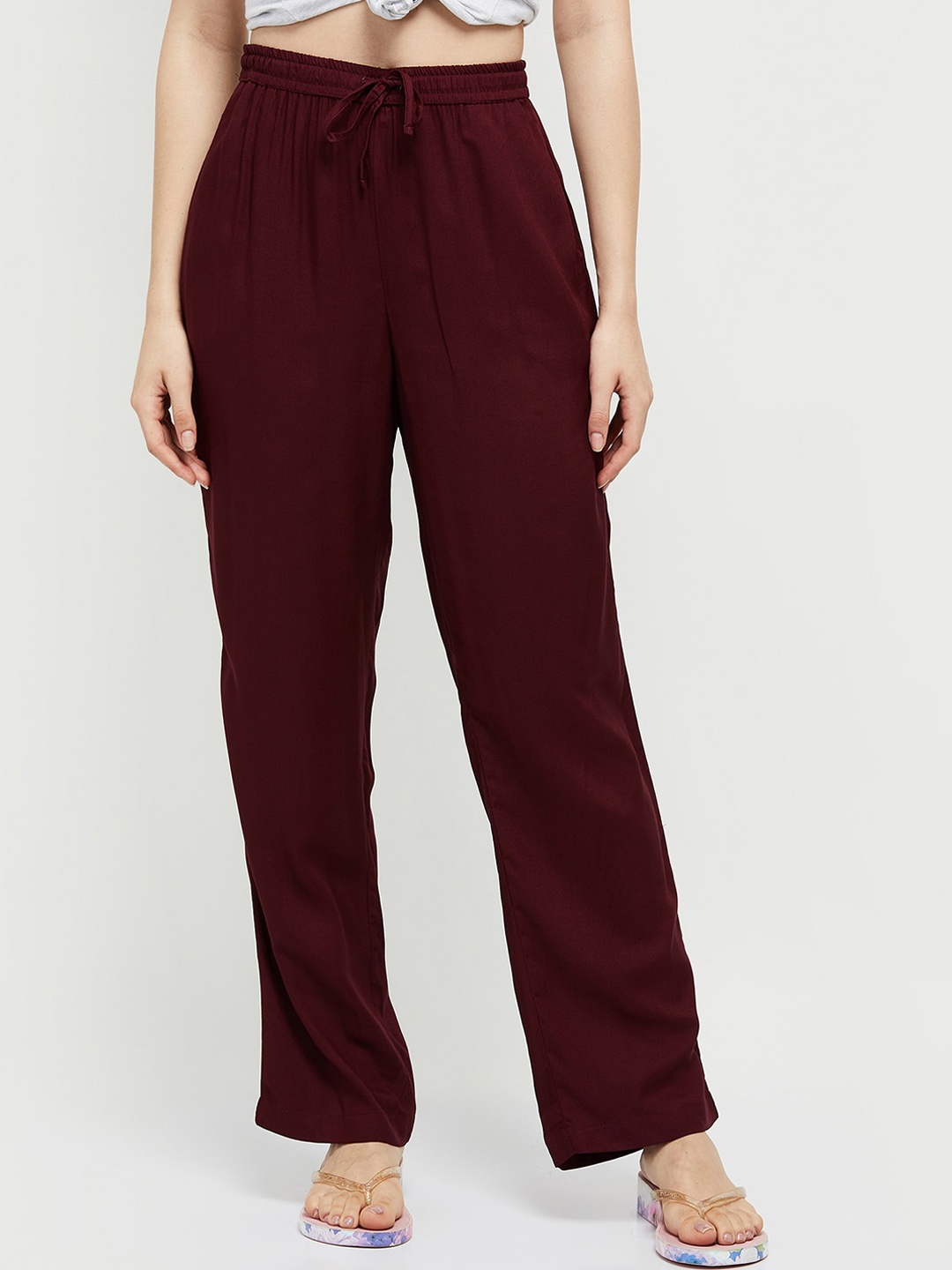 

Max Women Solid Lounge Pants, Maroon