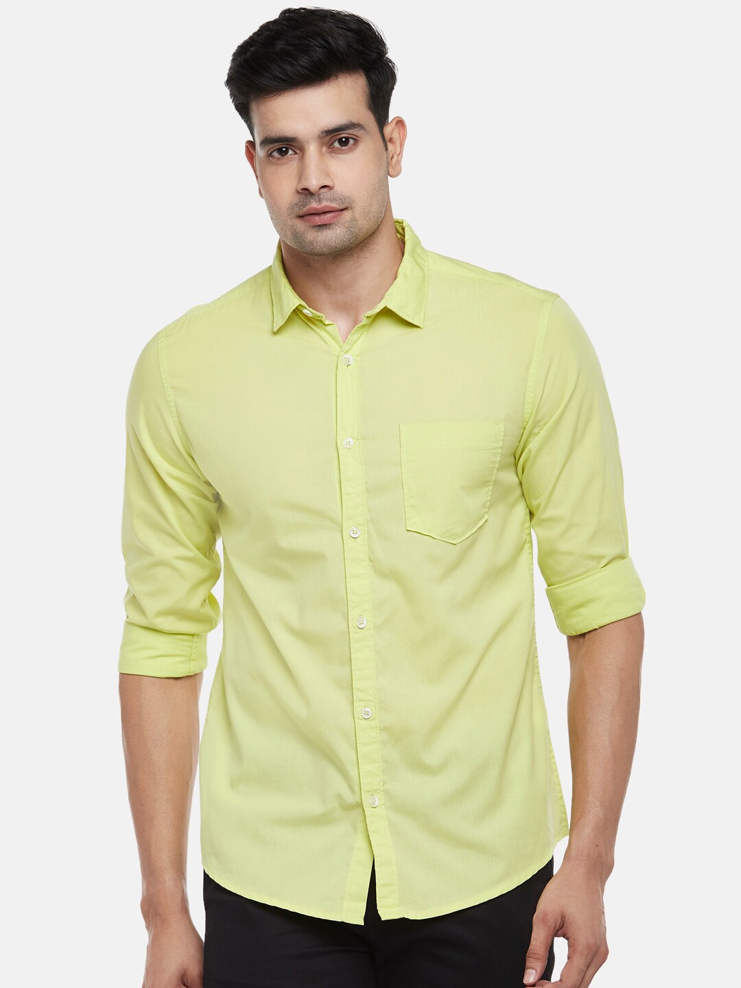 

BYFORD by Pantaloons Men Slim Fit Casual Shirt, Yellow