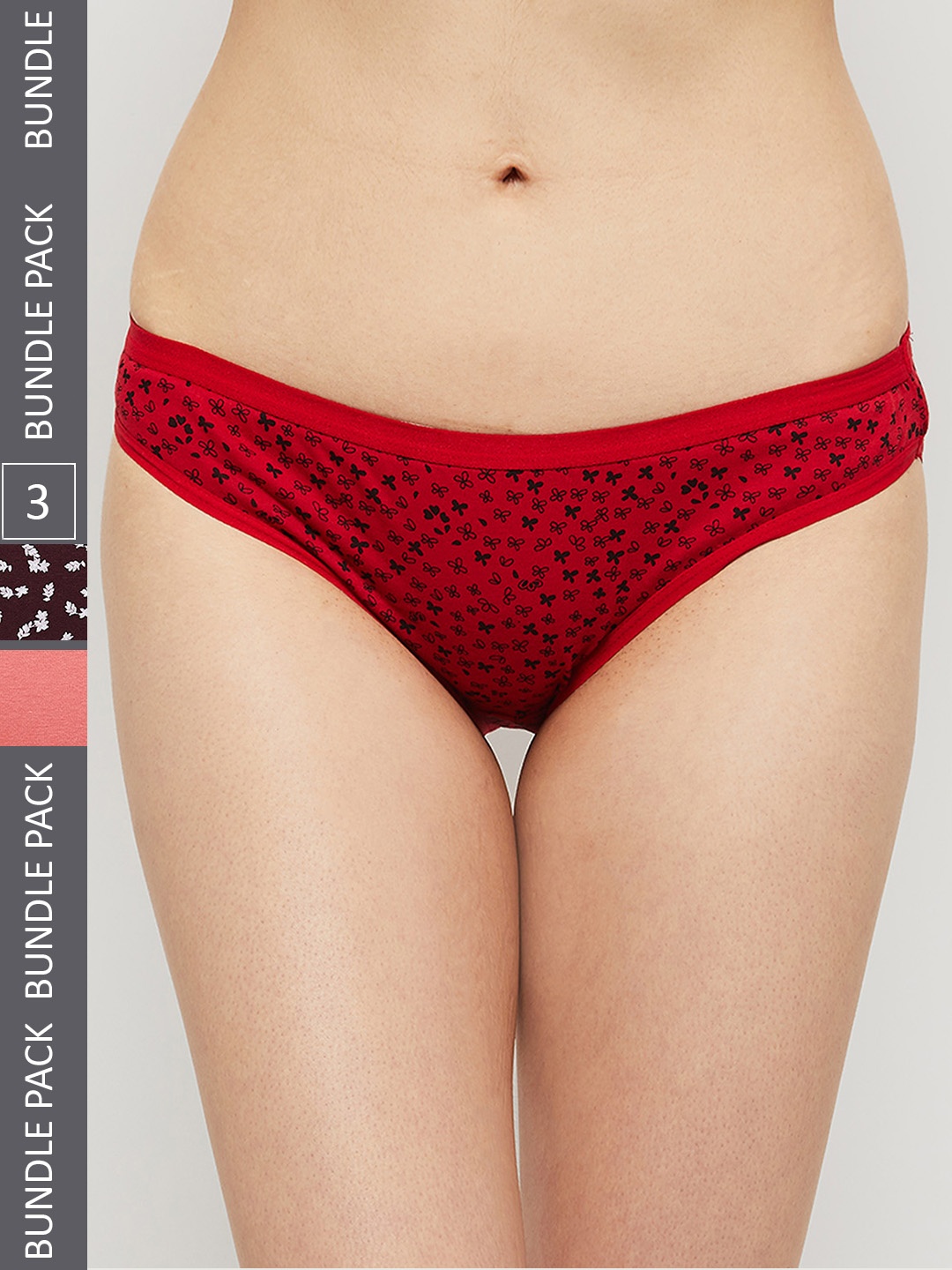 

max Women Set Of 3 Printed Cotton Elasticated Bikini Briefs, Pink