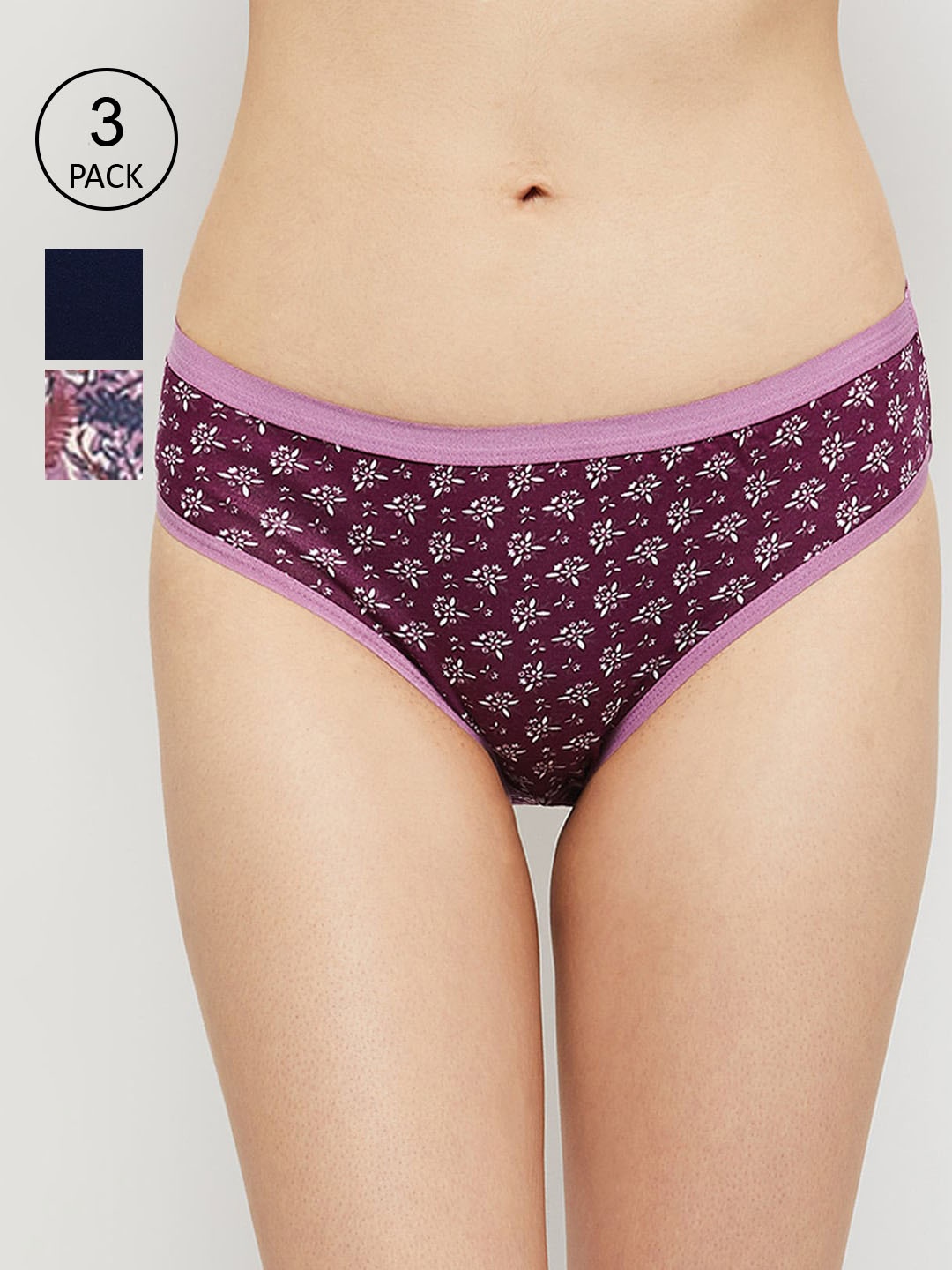 

max Women Pack Of 3 Printed Cotton Hipster Briefs1000011651615, Purple