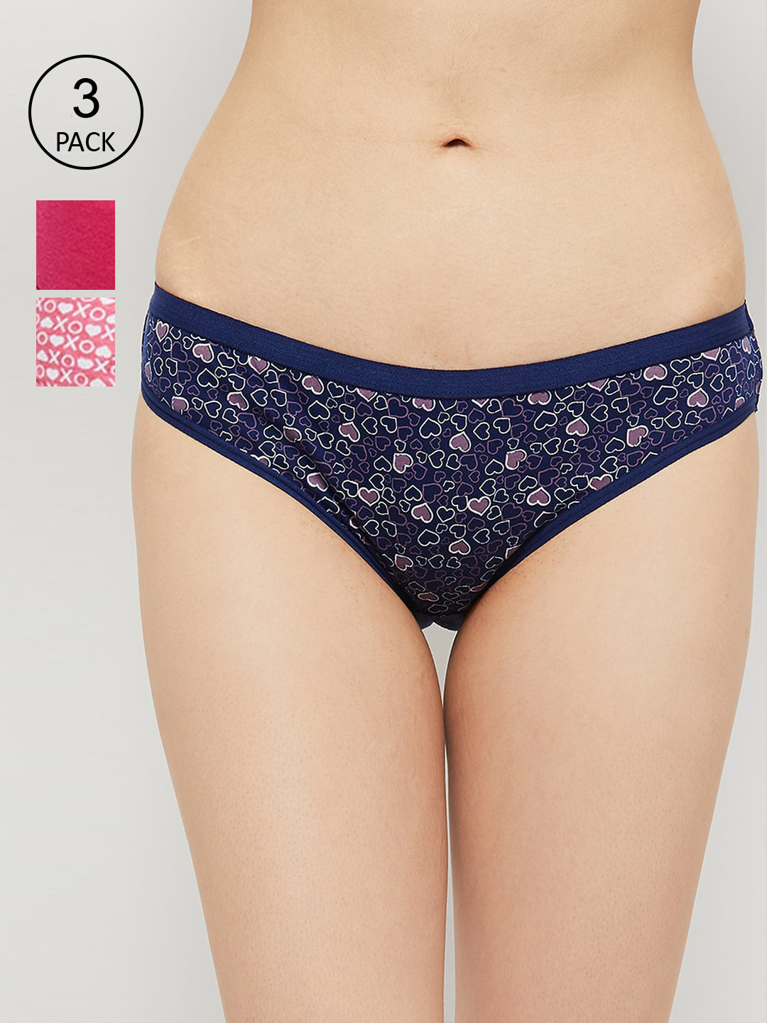 

max Women Pack Of 3 Printed Cotton Bikini Briefs, Fuchsia