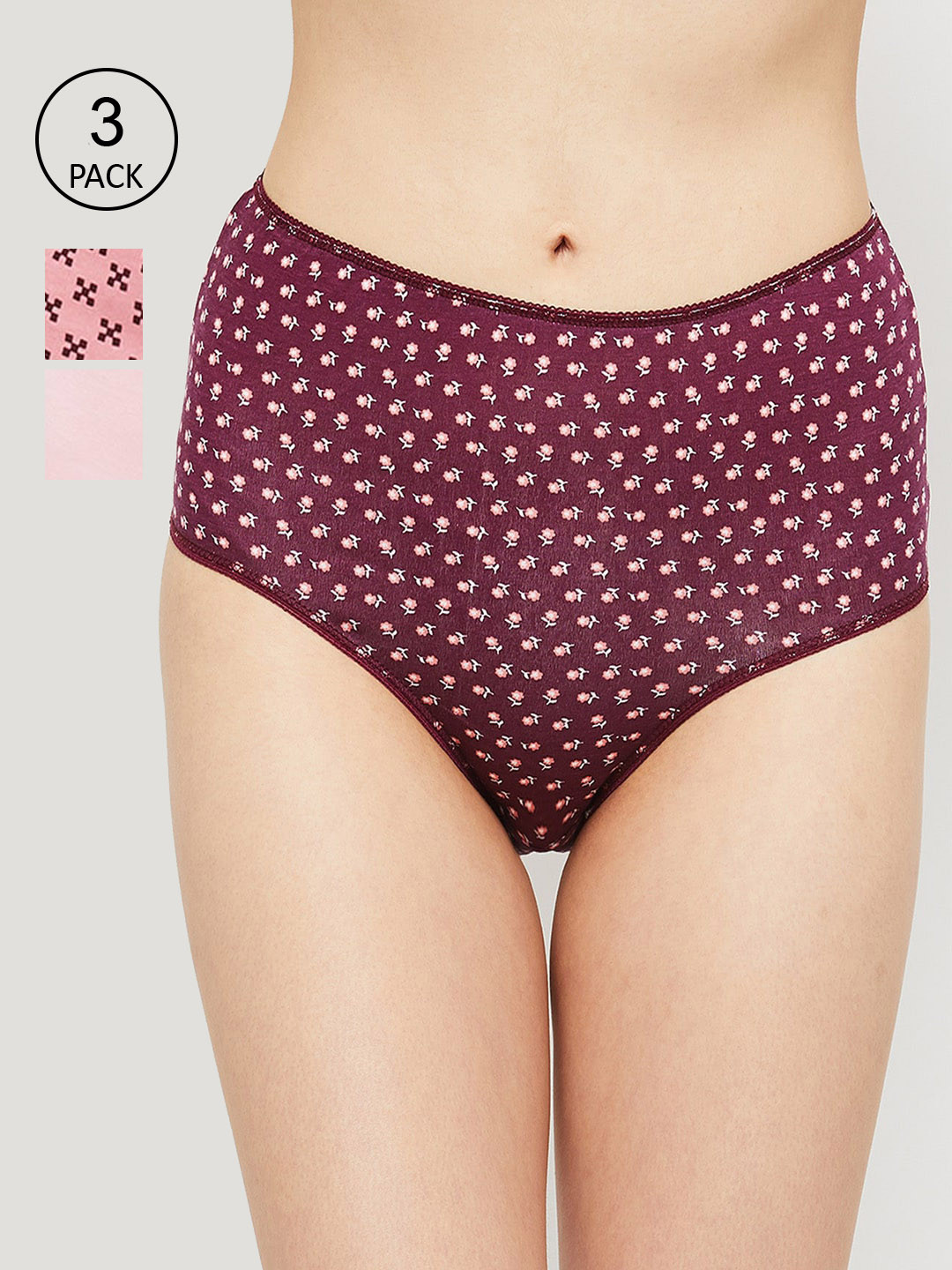 

max Women Pack Of 3 Printed Cotton Hipster Briefs1000011651723, Pink