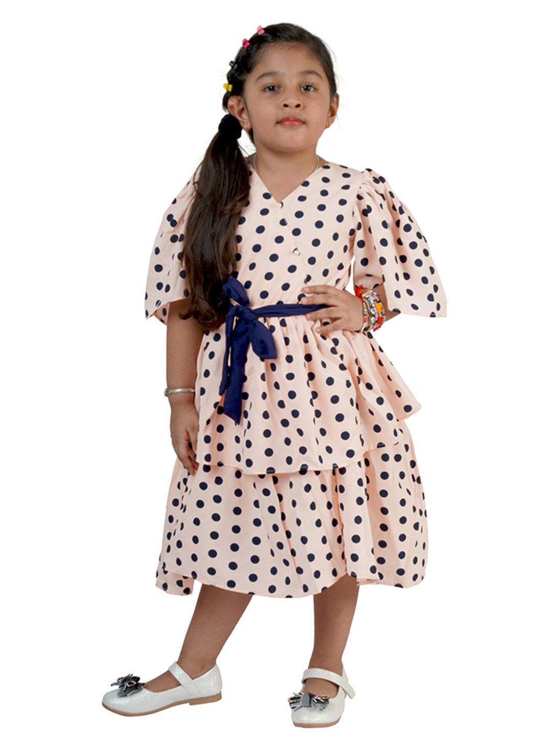 

Blooming flowers Crepe Fit And Flare Dress, Peach
