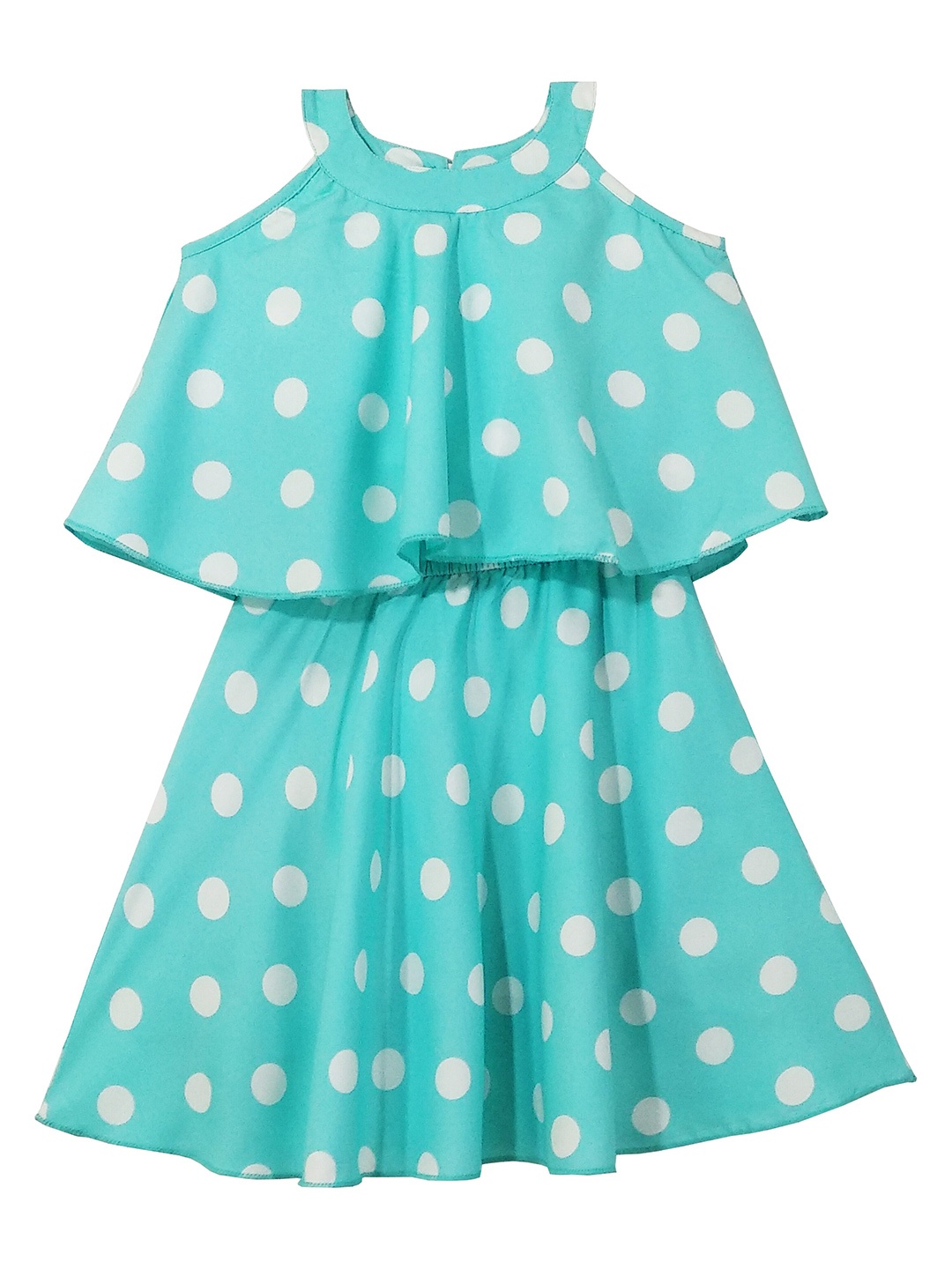 

Blooming flowers Halter Neck Crepe A-Line Dress, Sea green