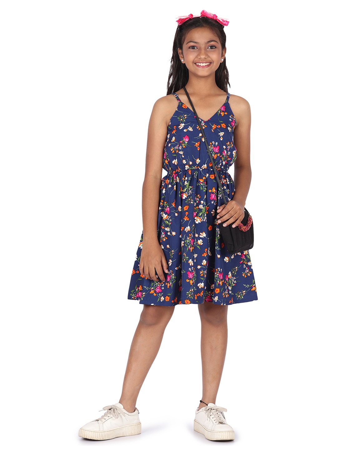 

Blooming flowers Floral Crepe Dress, Blue