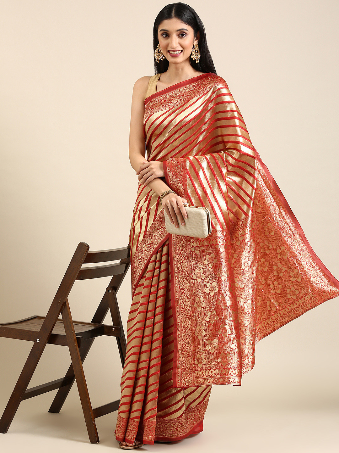 

Anouk Red Woven Design Pure Silk Banarasi Saree