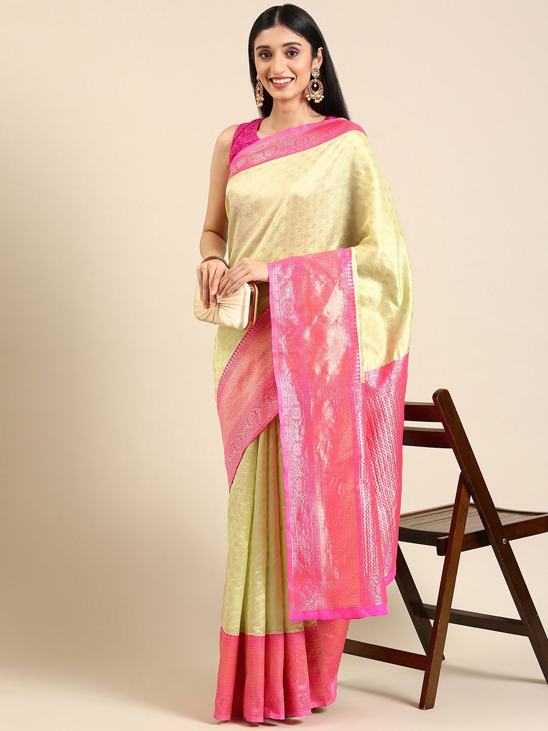 

Anouk Green & Golden Woven Design Pure Silk Banarasi Saree