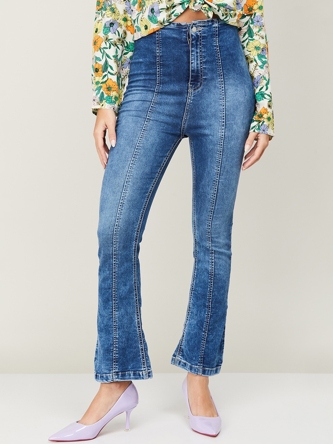 

Ginger by Lifestyle Women Slim Fit Heavy Fade Jeans, Blue