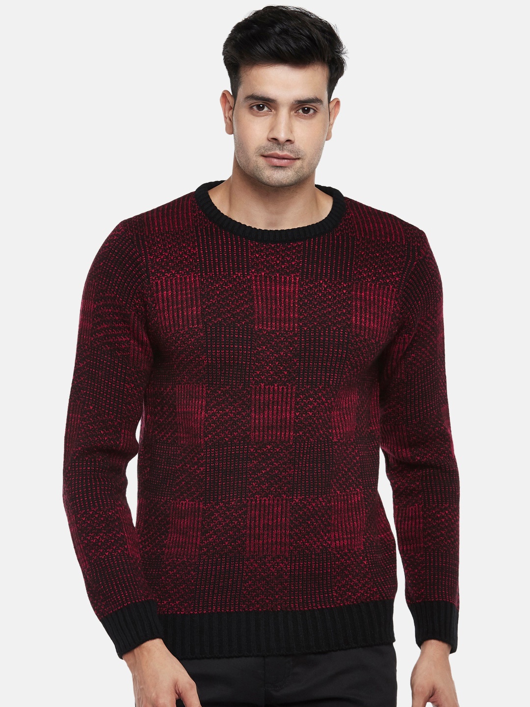 

BYFORD by Pantaloons Men Checked Pullover, Red