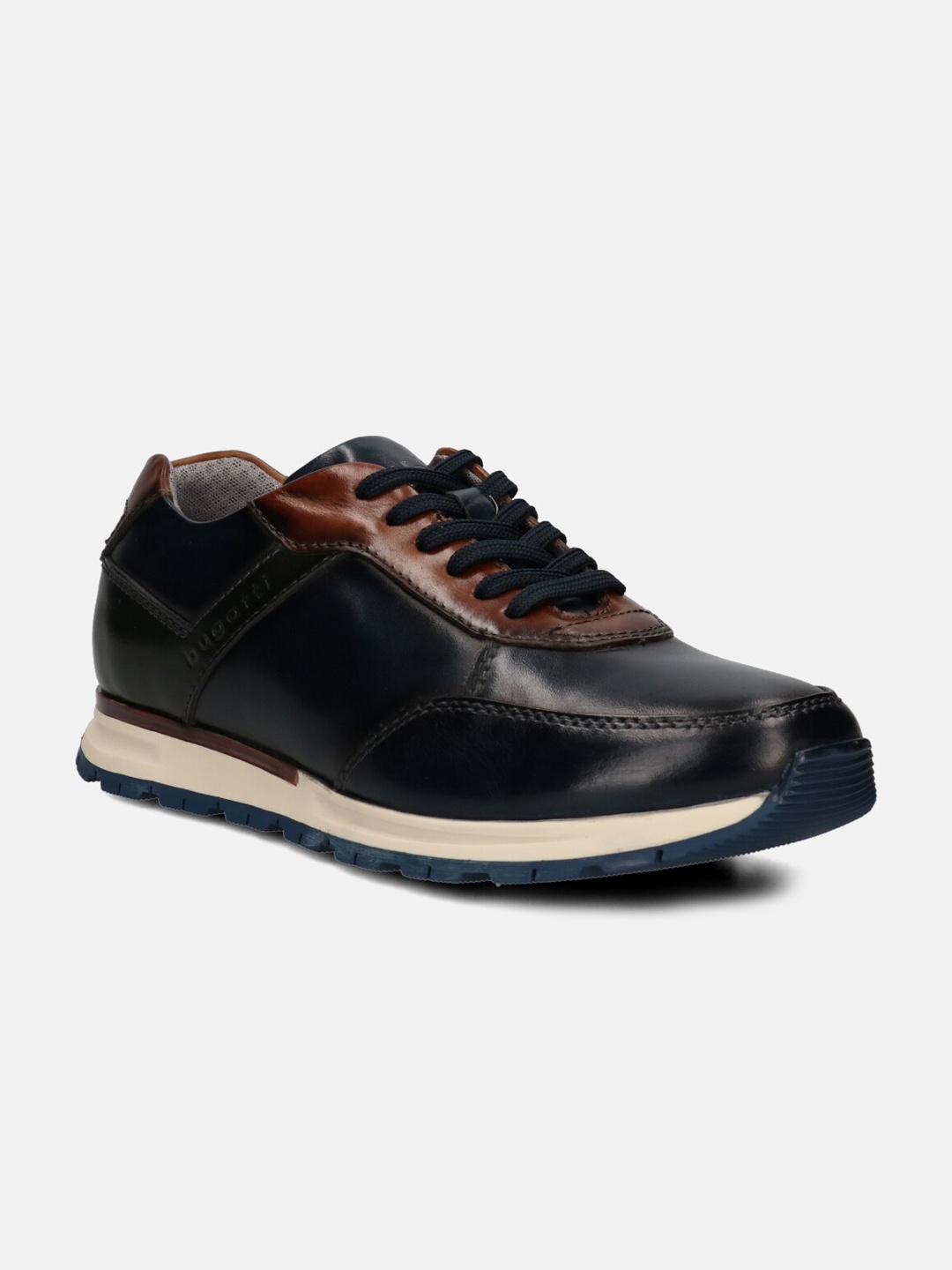 

Bugatti Men Colourblocked Leather Sneakers, Navy blue