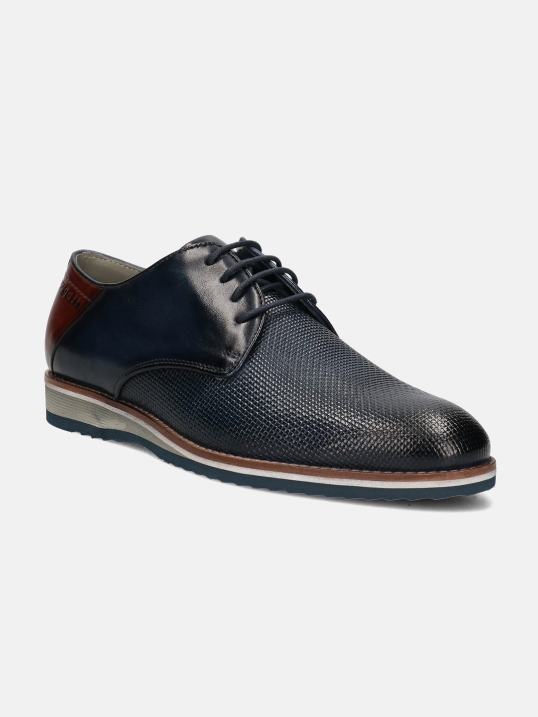 

Bugatti Men Blue Solid Leather Formal Derbys