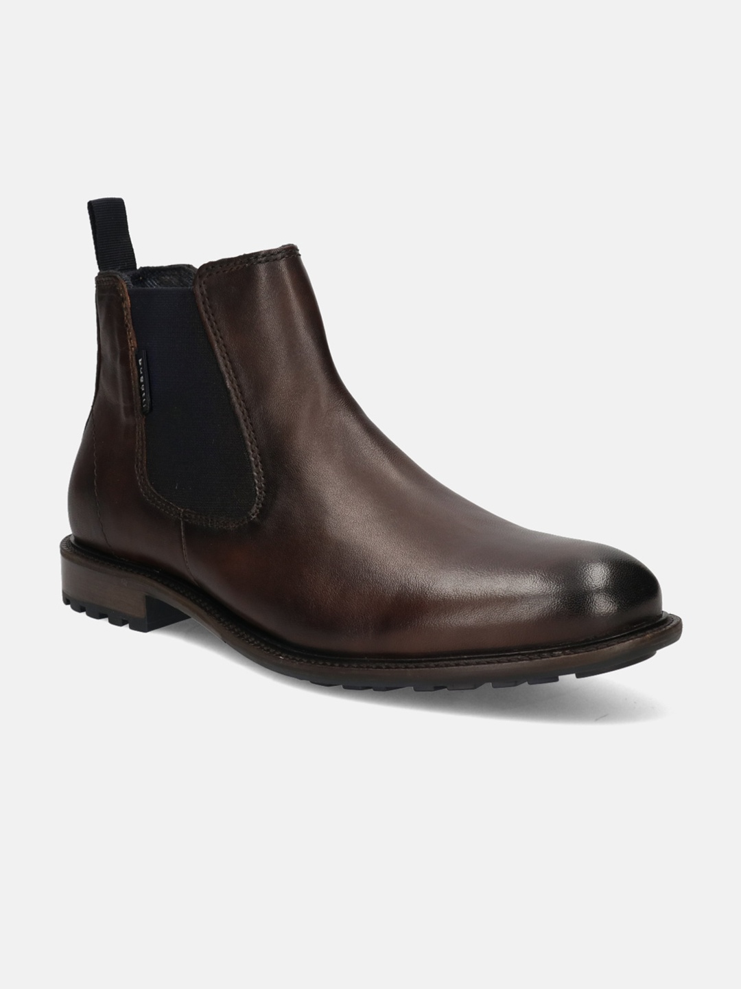 

Bugatti Men Solid Heeled Chelsea Boots, Brown