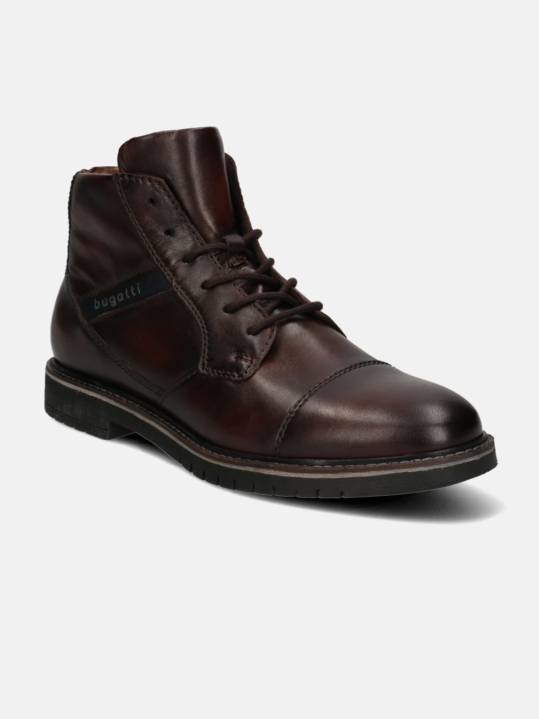 

Bugatti Men Solid High Top Leather Boots, Brown