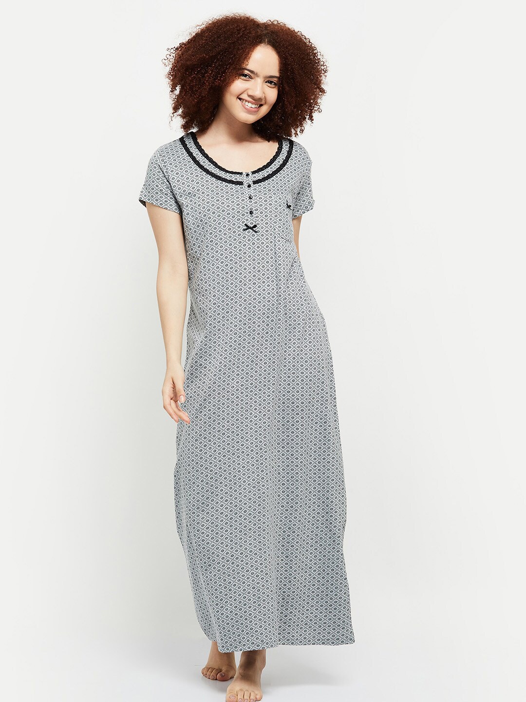 

max Grey Melange Printed Maxi Nightdress