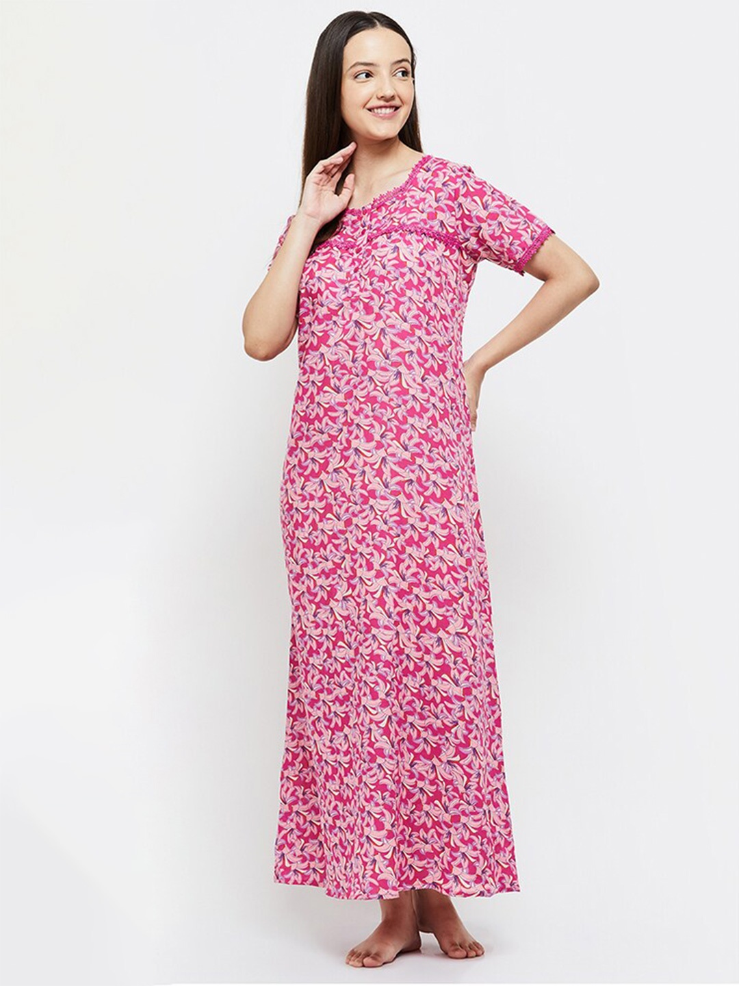 

max Pink Floral Printed Maxi Nightdress