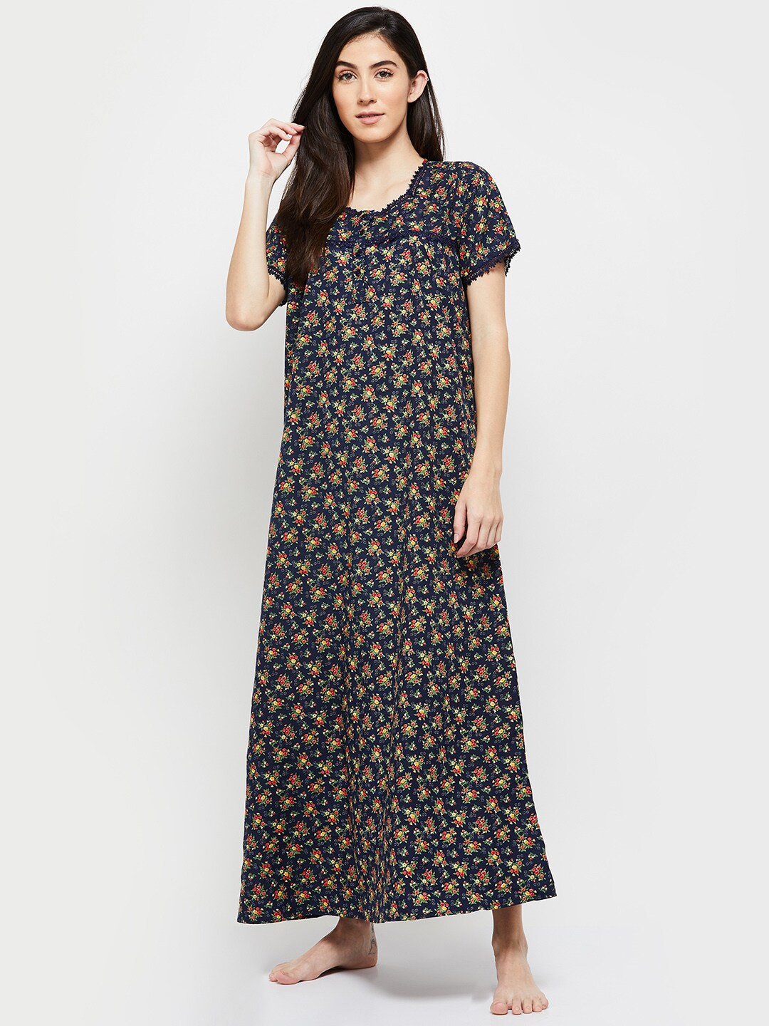 

max Blue Printed Floral Maxi Nightdress