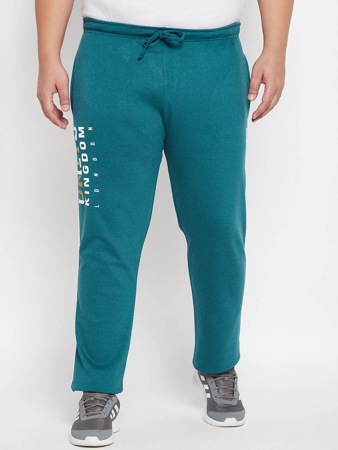

bigbanana Men Plus Size Printed Cotton Regular Fit Track Pants, Sea green