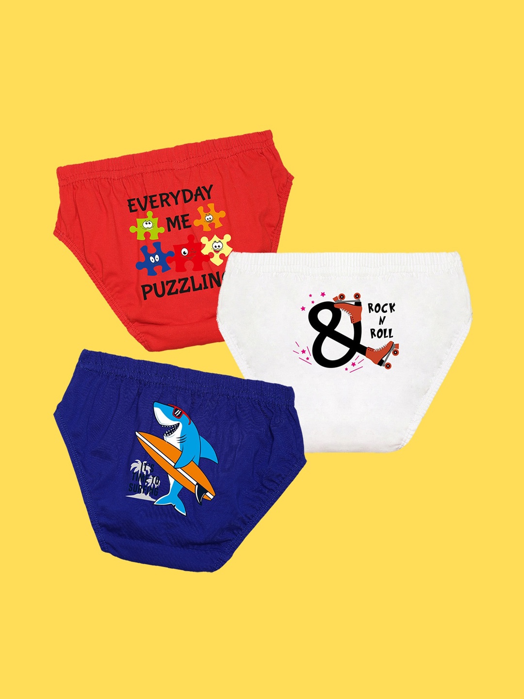 

NUSYL Boys Pack Of 3 Red, White, Royal Blue Printed Briefs
