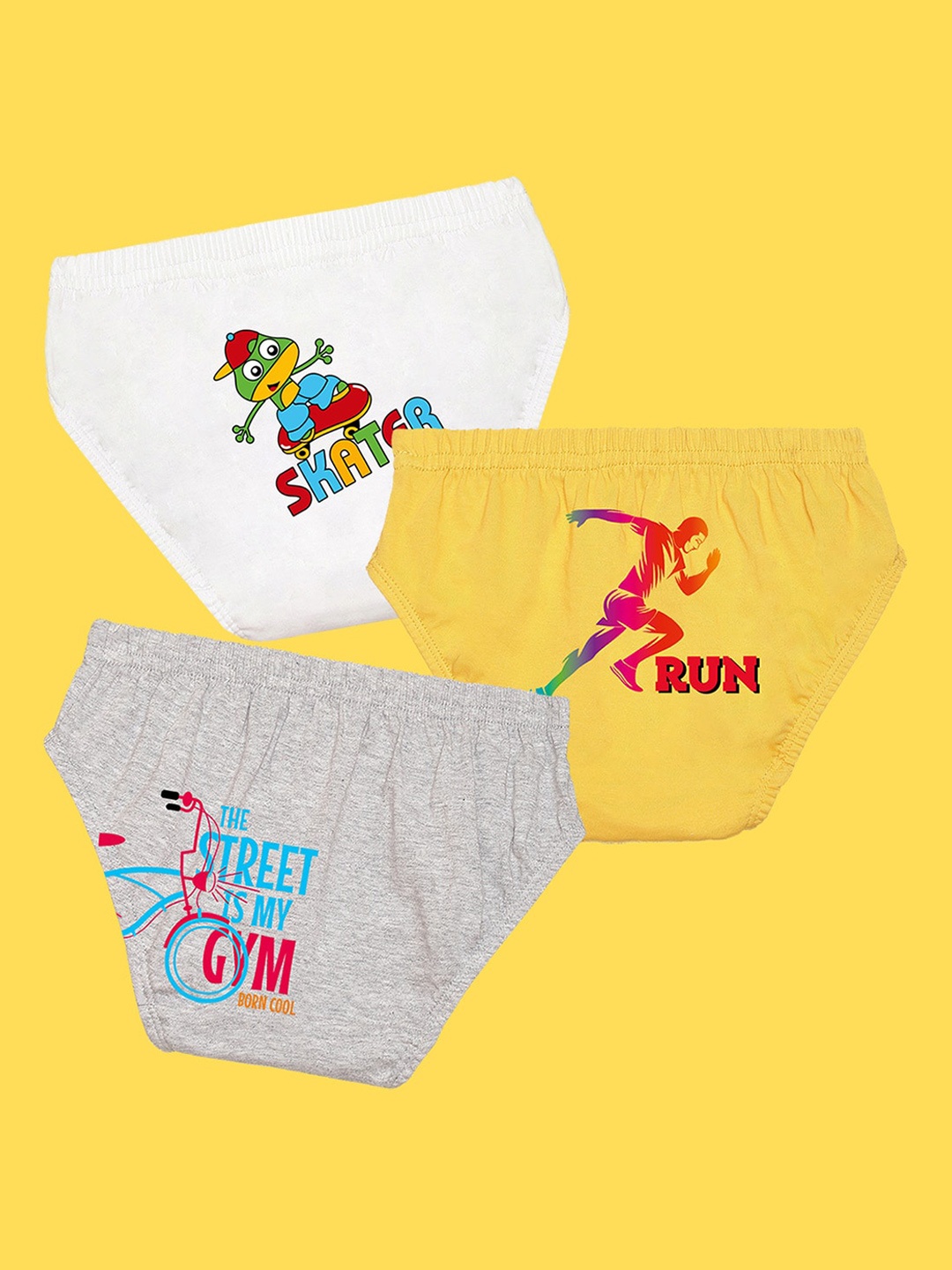 

NUSYL Boys Pack of 3 Printed Briefs, White