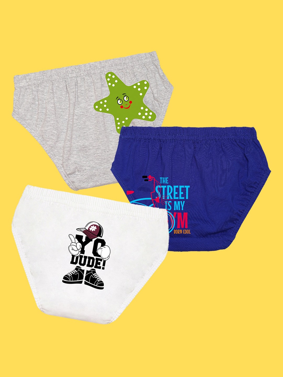 

NUSYL Boys Pack of 3 Printed Briefs, Grey