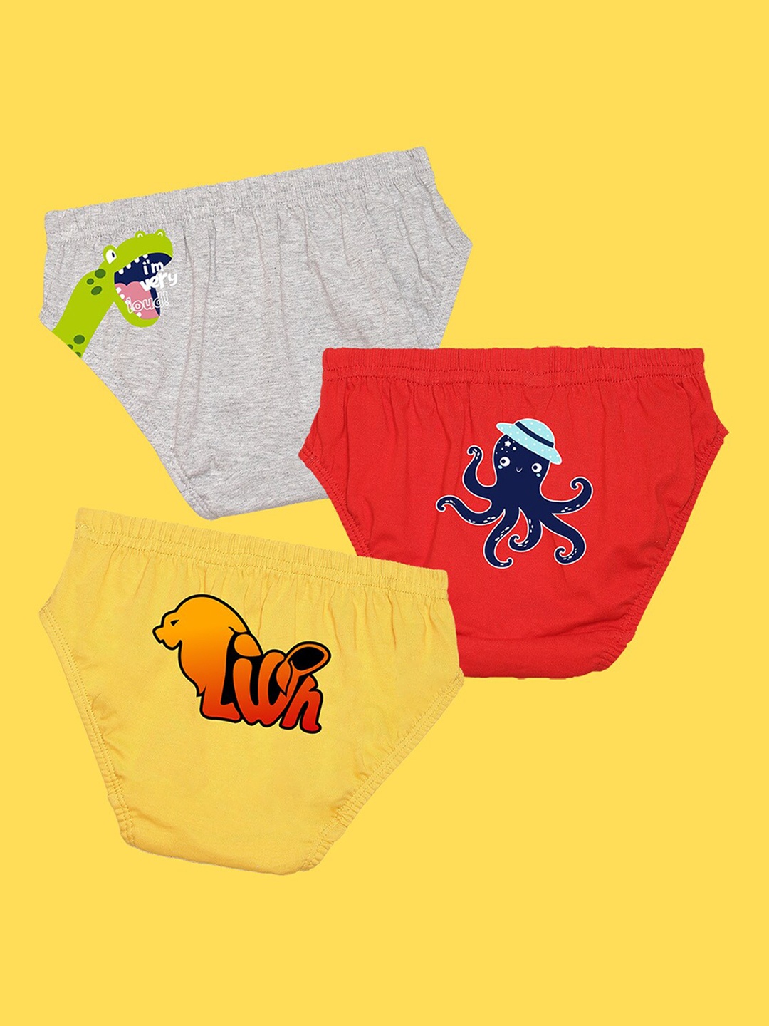 

NUSYL Boys Pack of 3 Printed Briefs, Grey