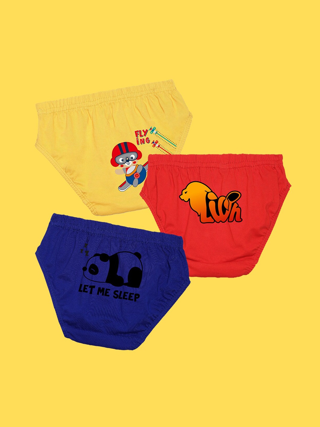 

NUSYL Boys Pack of 3 Printed Briefs, Yellow