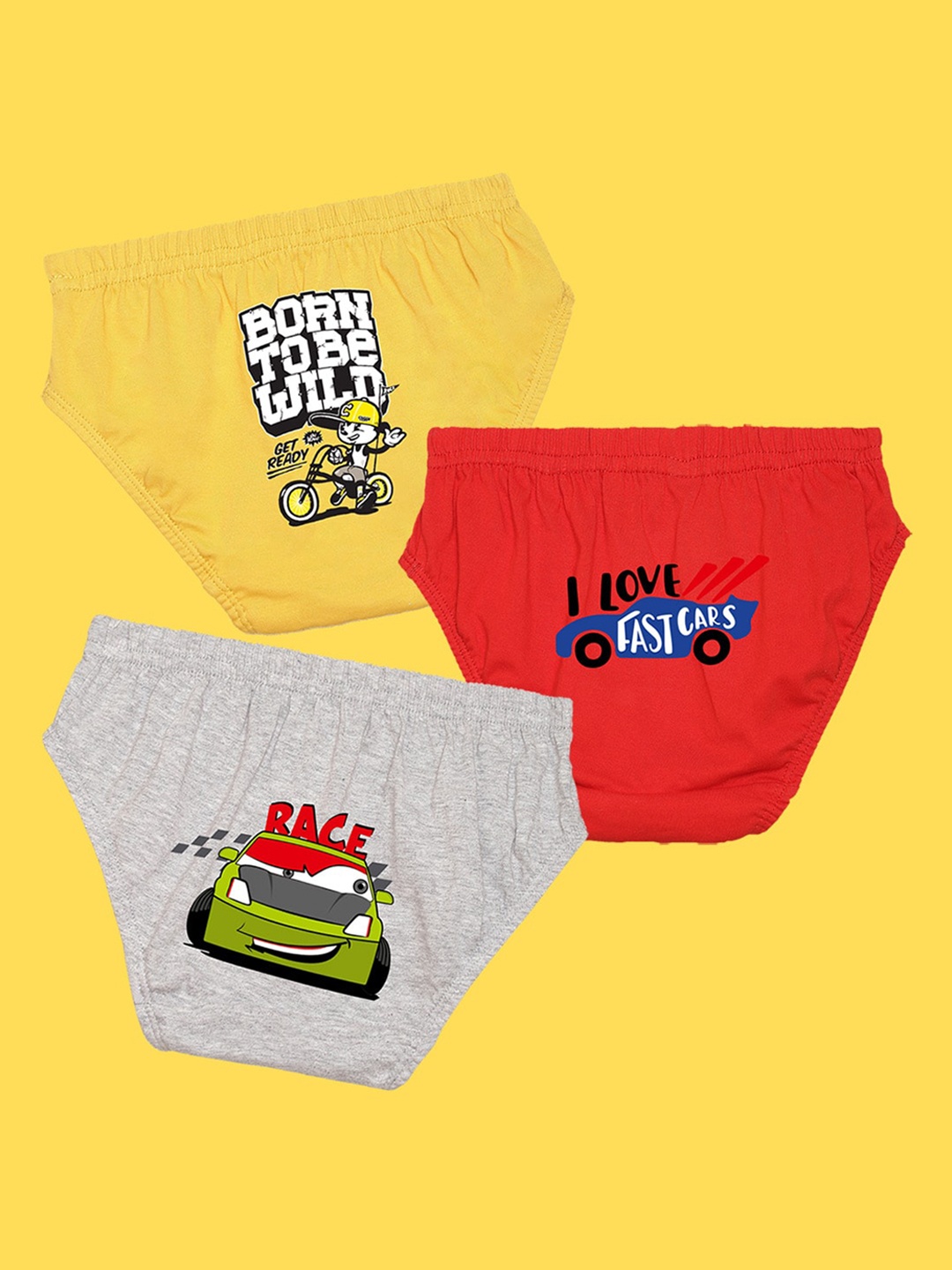 

NUSYL Boys Pack of 3 Printed Briefs NUBCBRFPO3.0037, Yellow