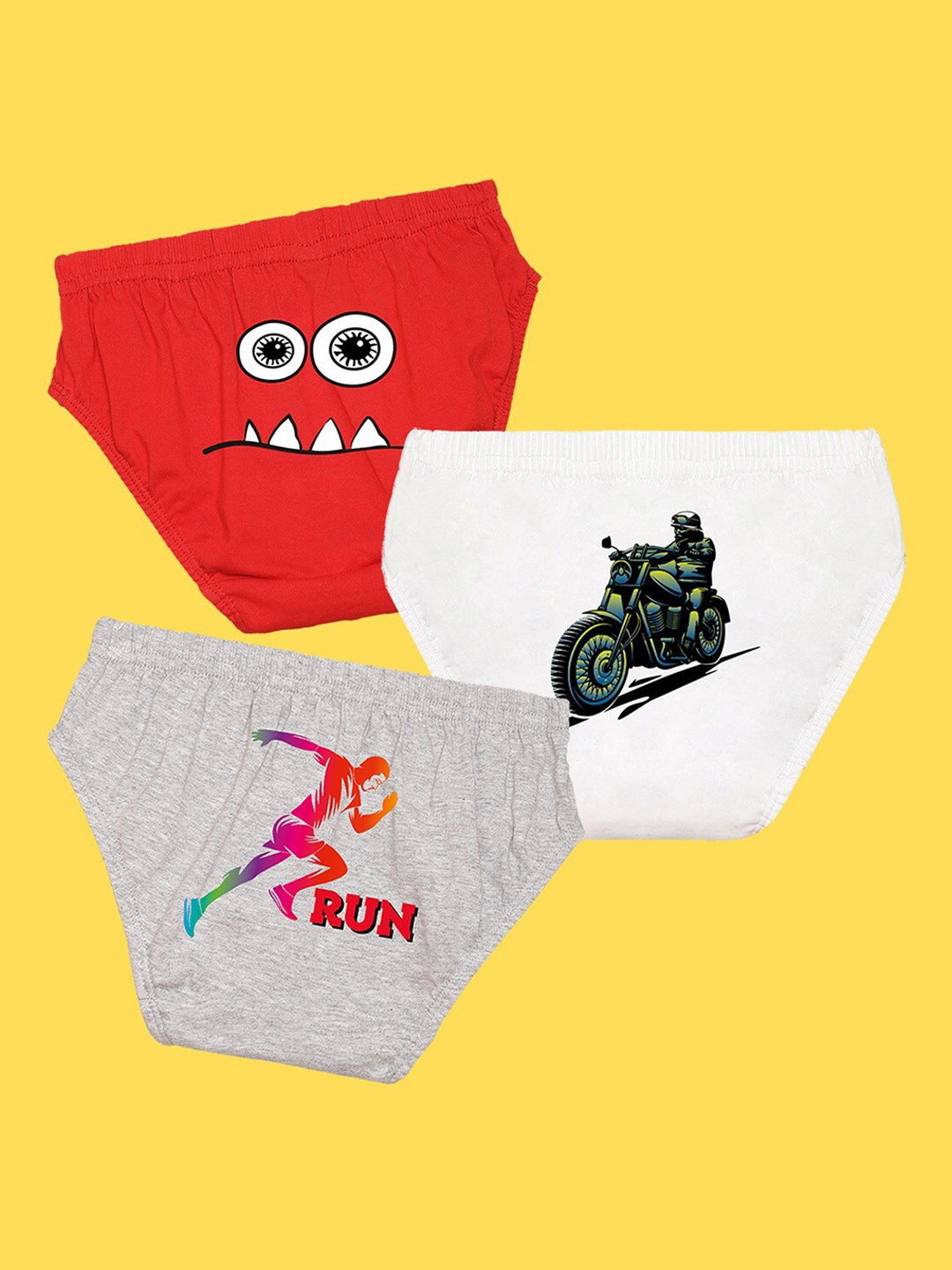 

NUSYL Boys Pack of 3 Printed Briefs NUBCBRFPO3.0043, Red
