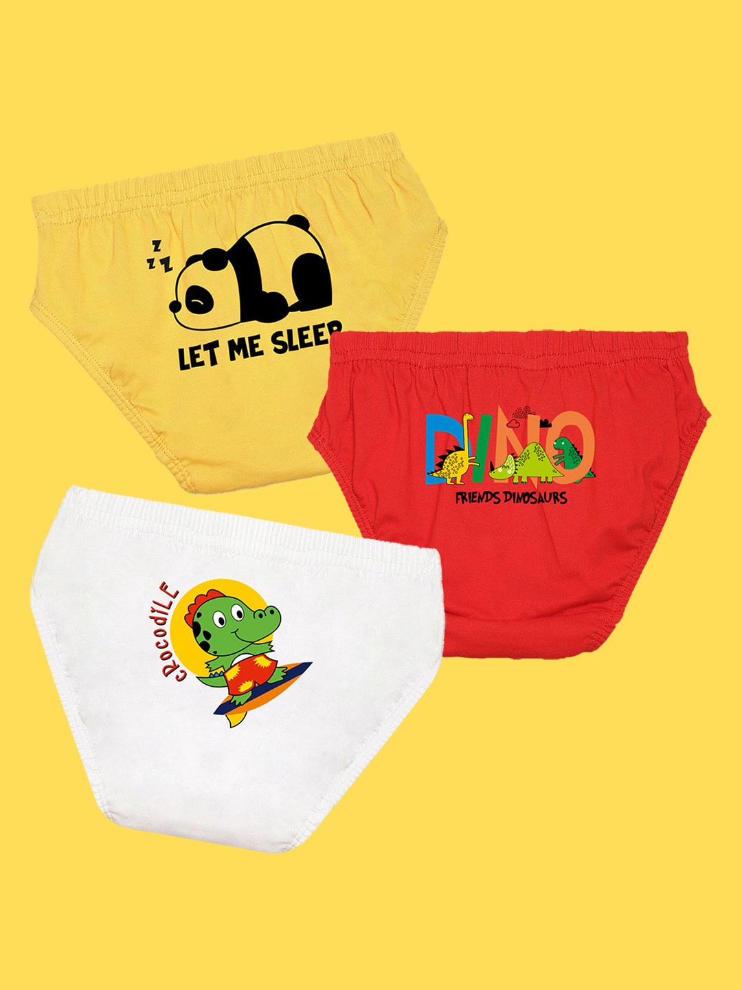 

NUSYL Boys Pack of 3 Yellow,Red,White Printed Briefs