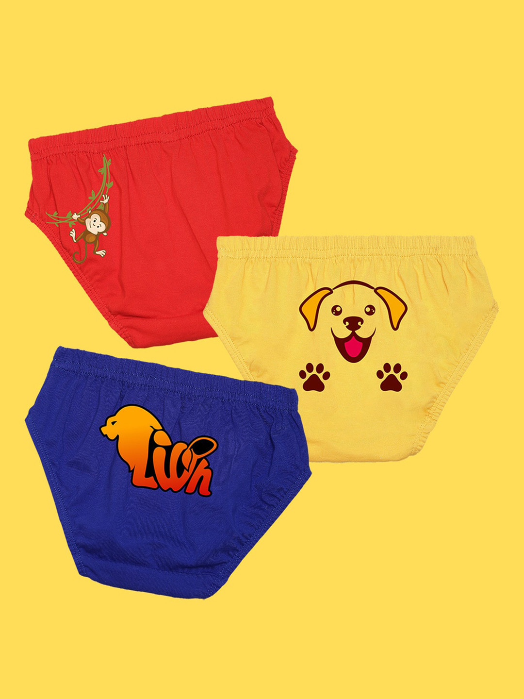 

NUSYL Boys Pack of 3 Red,Yellow,Blue Printed Briefs