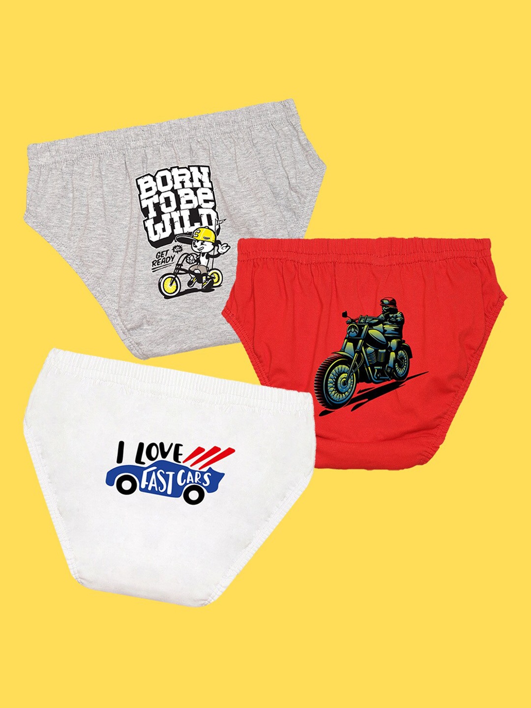 

NUSYL Boys Pack of 3 Printed Briefs, Grey