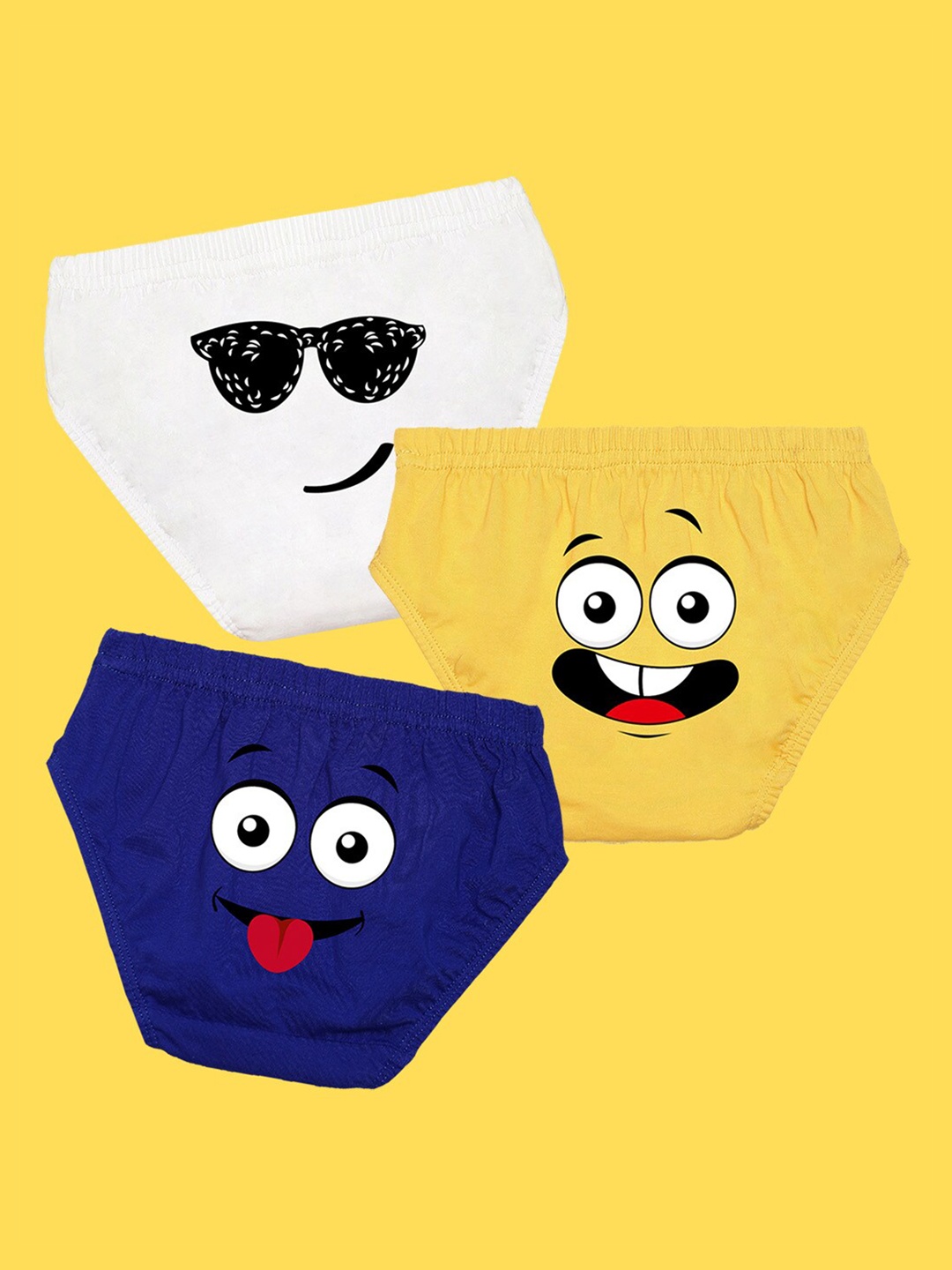 

NUSYL Boys Pack Of 3 Printed Cotton Mid-Rise Basic Briefs, Navy blue