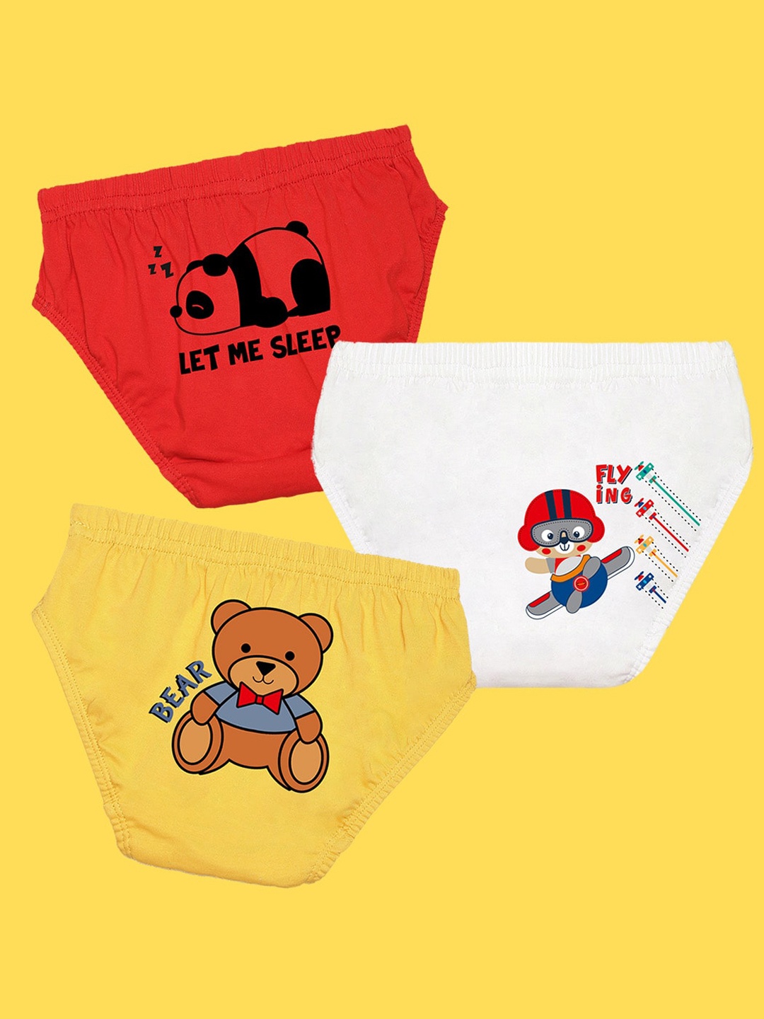 

NUSYL Boys Pack of 3 Red,White,Yellow Printed Briefs