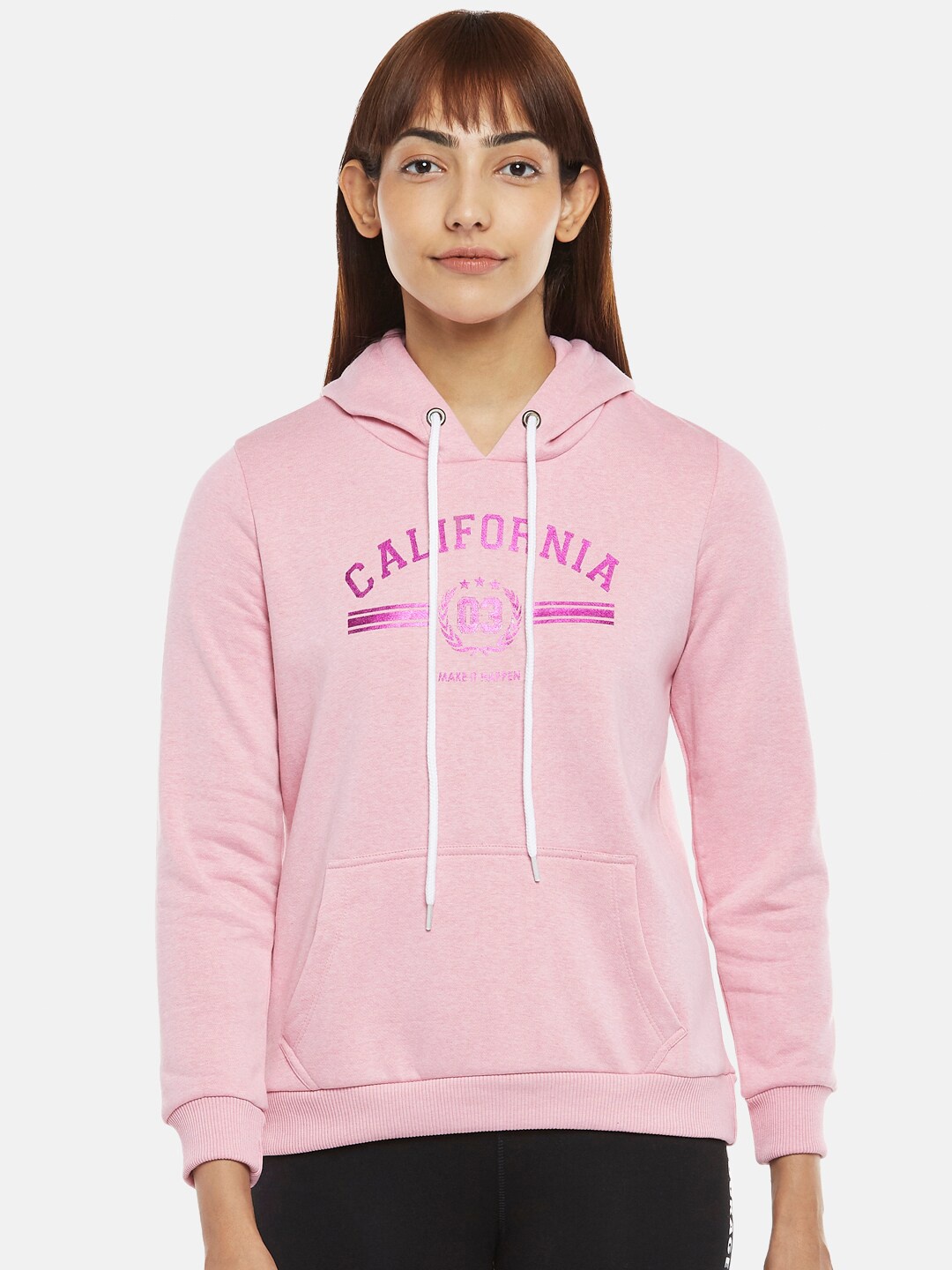 

Ajile by Pantaloons Women Printed Hooded Sweatshirt, Pink