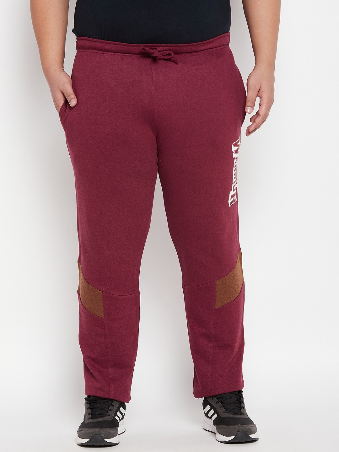 

bigbanana Plus Size Men Solid Cotton Track Pants, Maroon