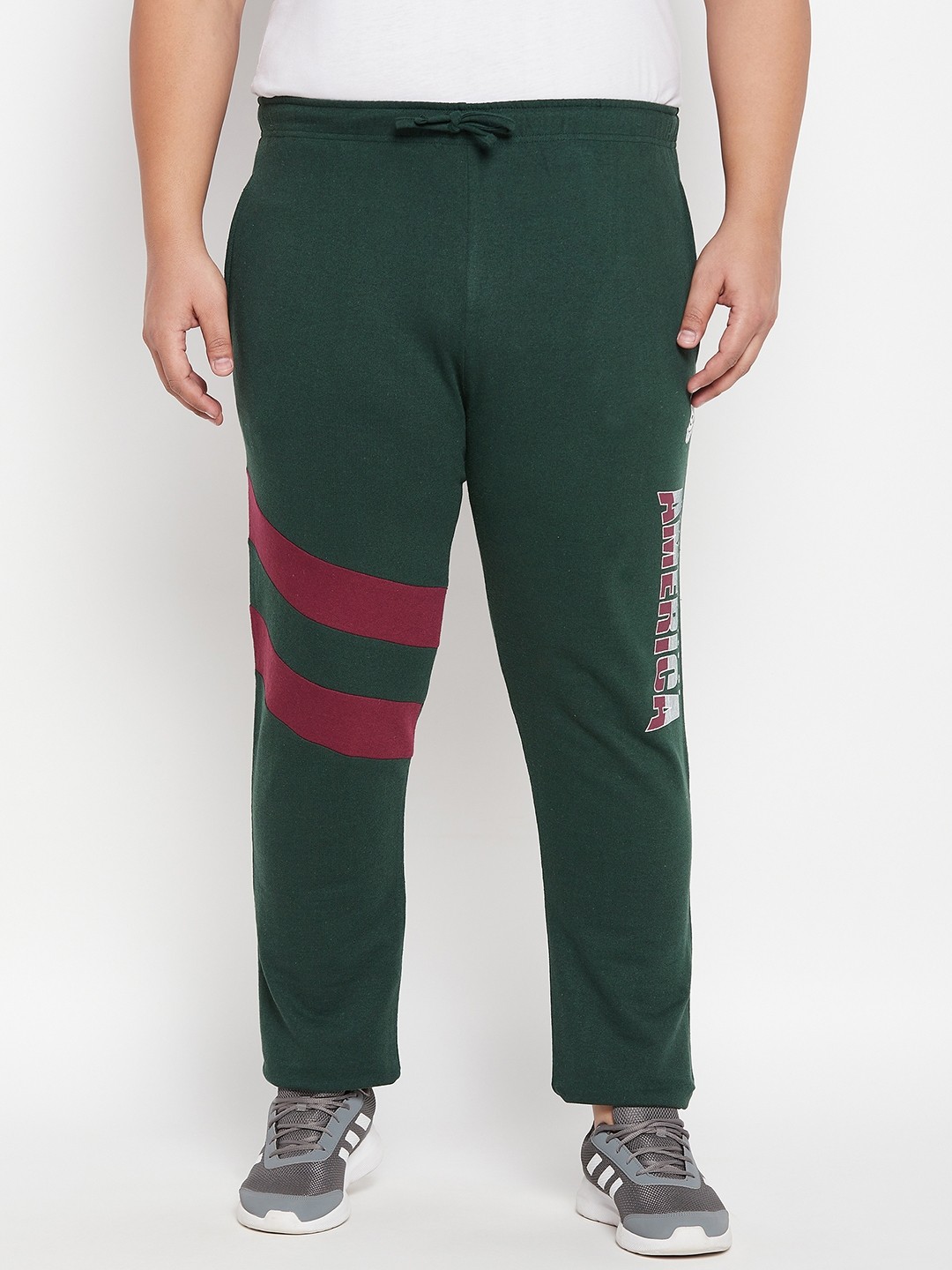 

bigbanana Men Plus Size Printed Cotton Regular Fit Track Pants, Green