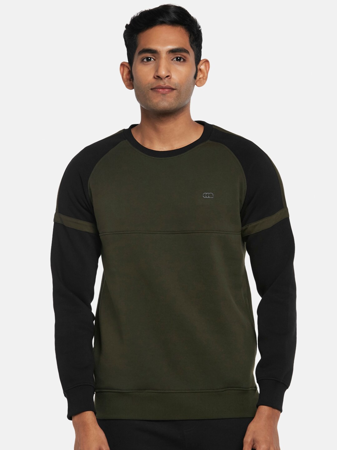 

Ajile by Pantaloons Men Colourblocked Sweatshirt, Olive