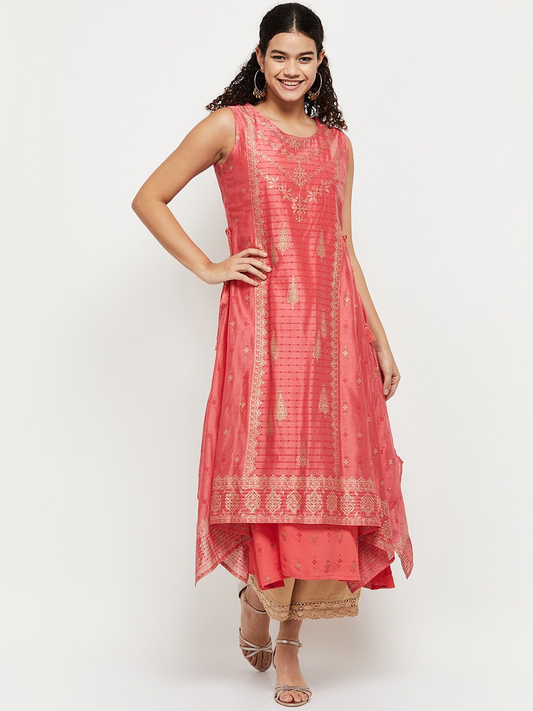 

max Women Coral Ethnic Motifs Printed Anarkali Kurta