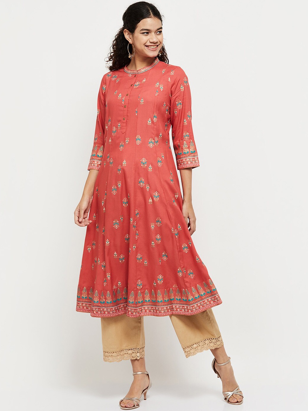 

max Women Rust Ethnic Motifs Printed Kurta