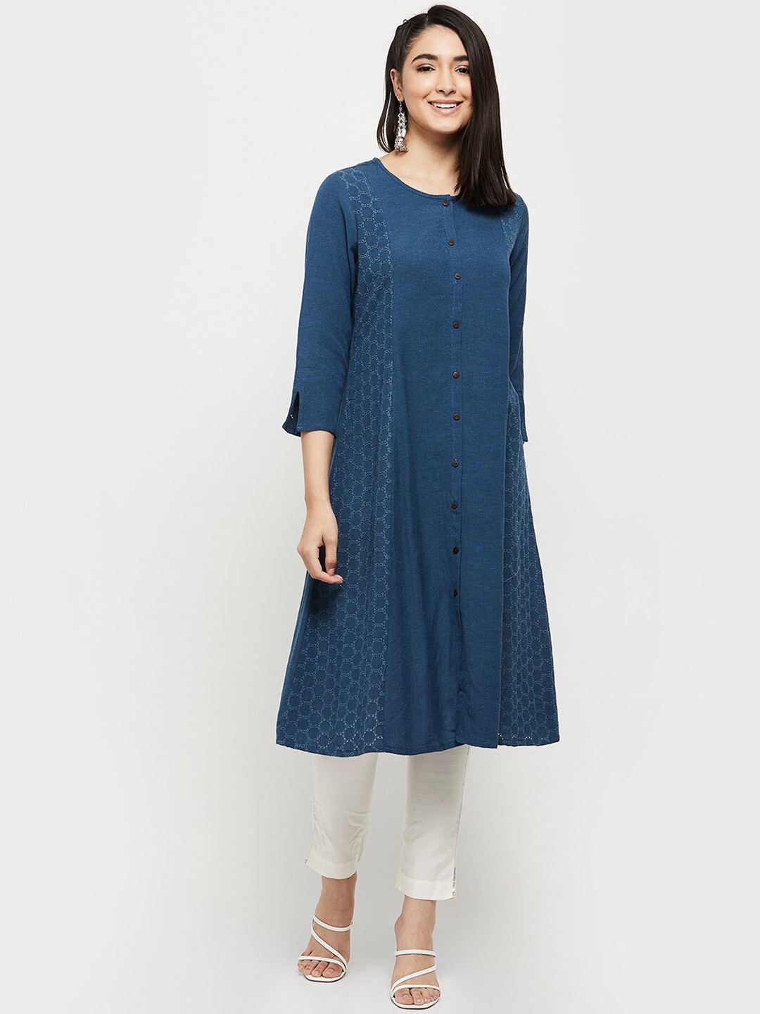

max Women Blue Geometric Printed Kurta