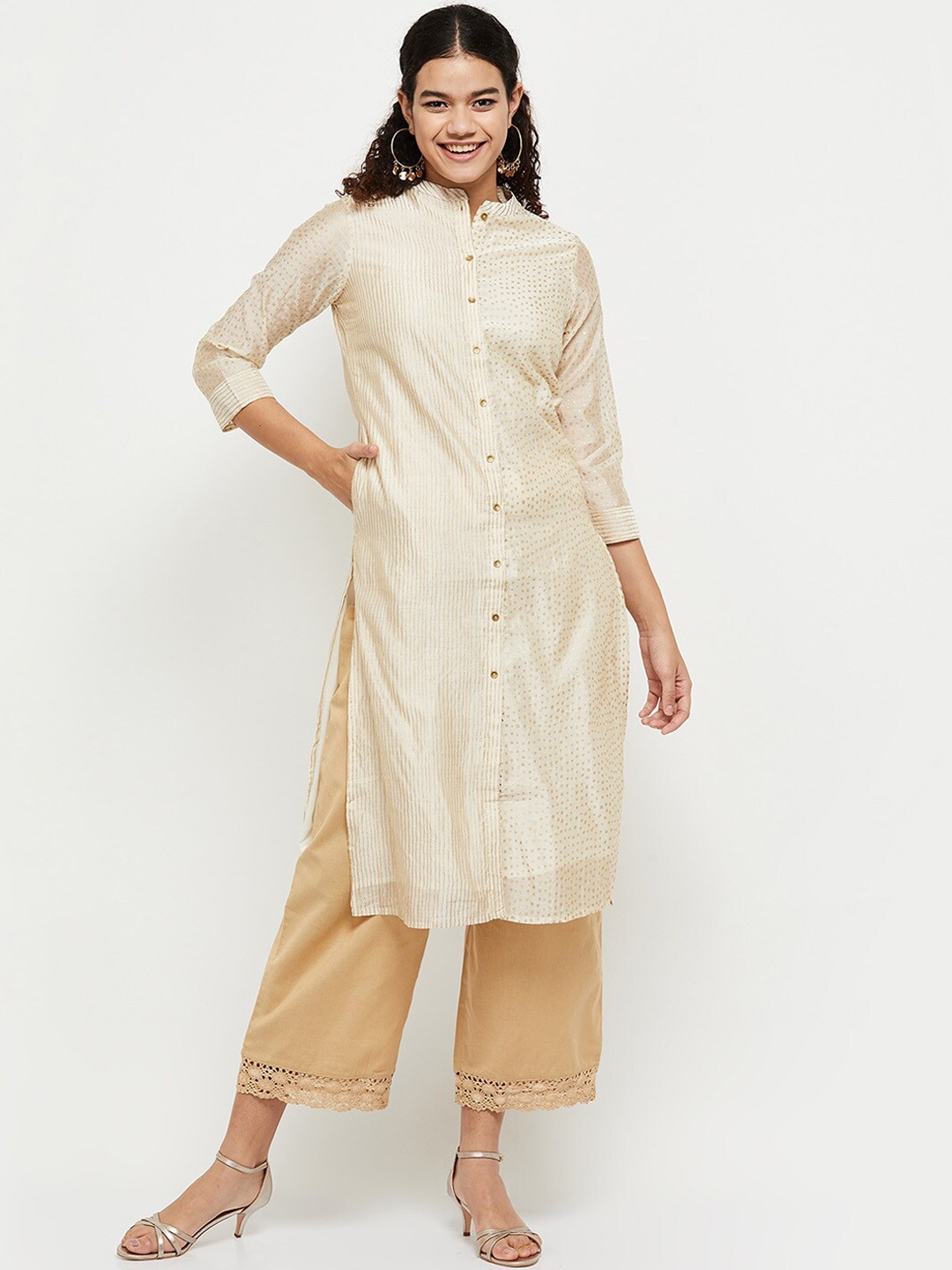 

max Women Off White Geometric Kurta
