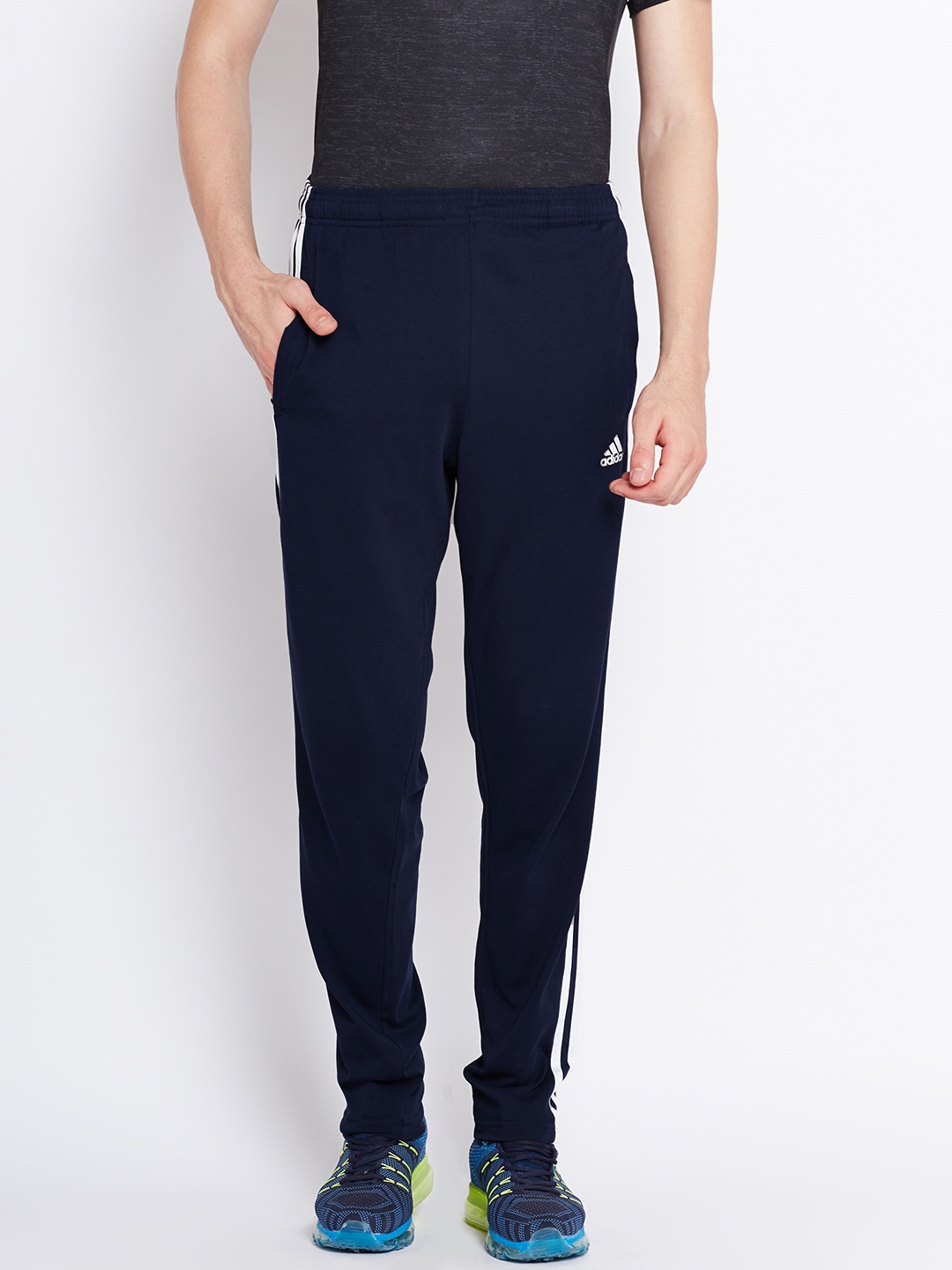 

ADIDAS Navy Essentials SJ 3 Stripes Track Pants, Navy blue